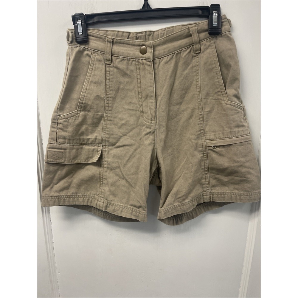 Vintage Woolrich Womens Khaki Tan Cargo Shorts High Rise Utility Hiking Size 4